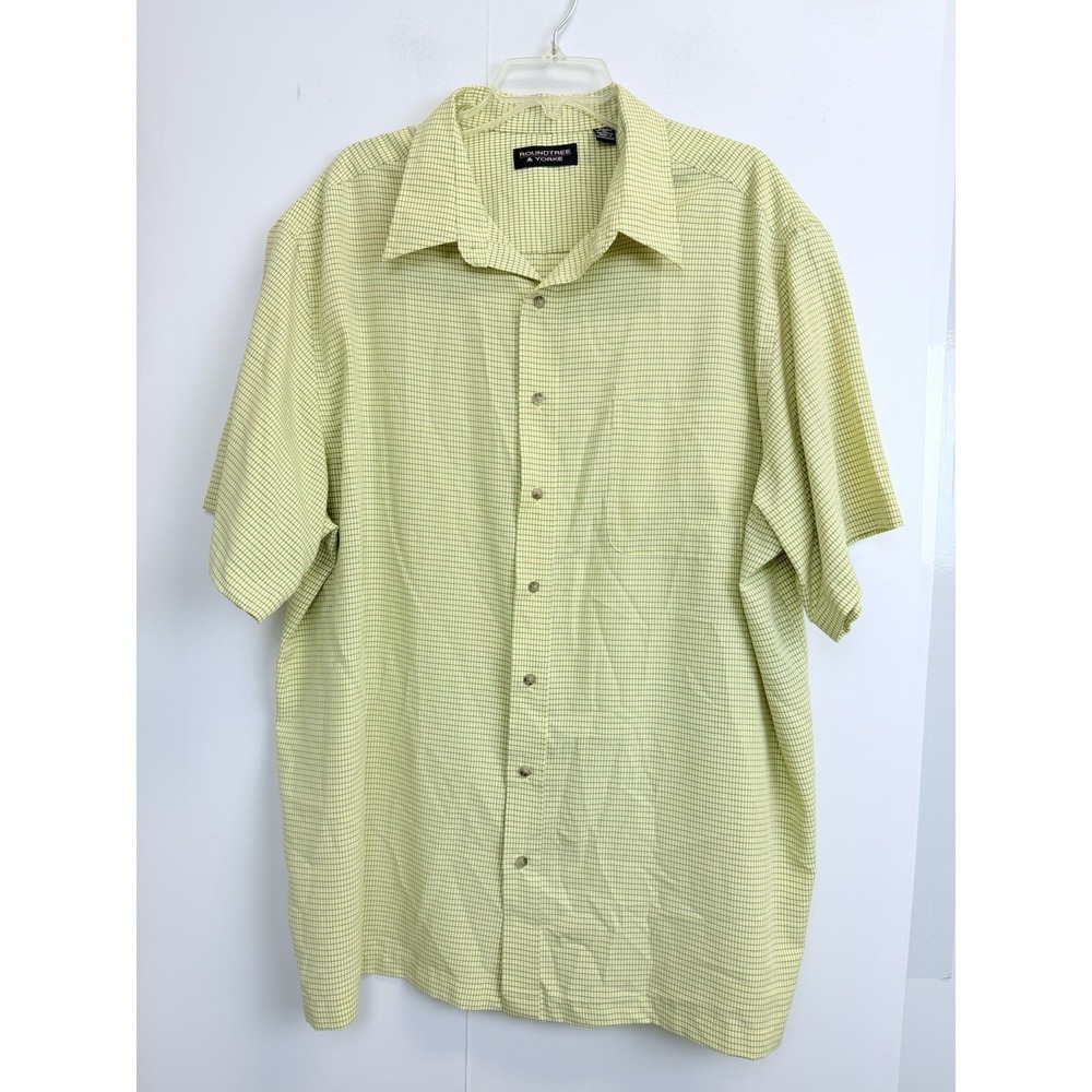 Vintage Roundtree & Yorke Men's 3XT Short Sleeve Button Front Shirt Yellow Check